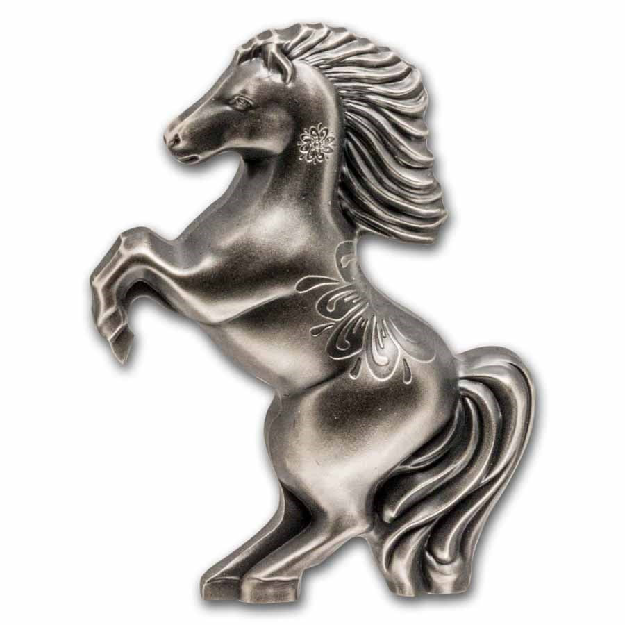 Mongolia Antique Lunar Wild Horse Shaped Silver 1 oz (ounce) coin