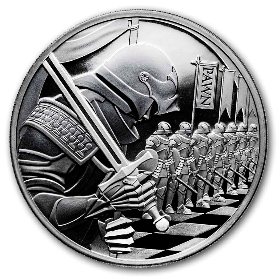 Chess Pawn Black Proof Silver 1 oz (ounce) coin