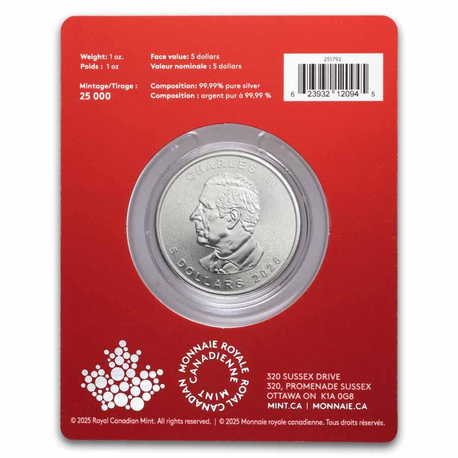 Canada Maple Leaf Lunar Horse Silver 1 oz (ounce)