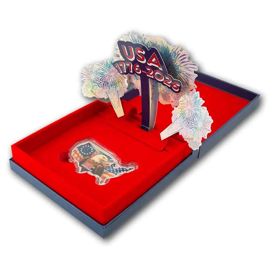 PAMP Suisse USA 250th Anniversary Stars & Stripes Silver 1 oz (ounce) Bar PAMP Suisse