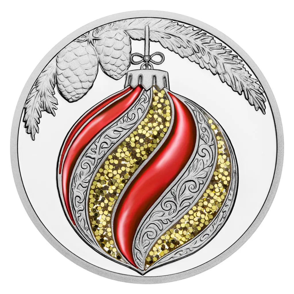 Christmas Decorations Red Proof Silver 13 gram coin The Czech Mint