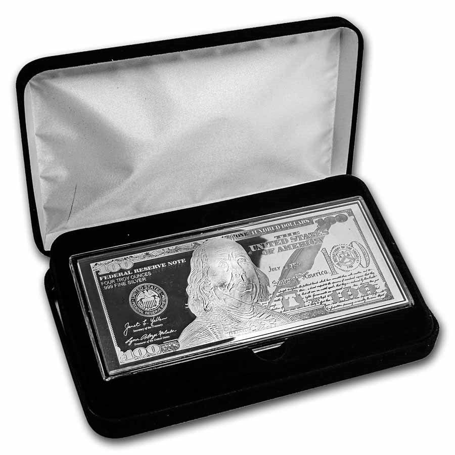 Benjamin Franklin 2023 $100 Replica Silver 4 oz Bar