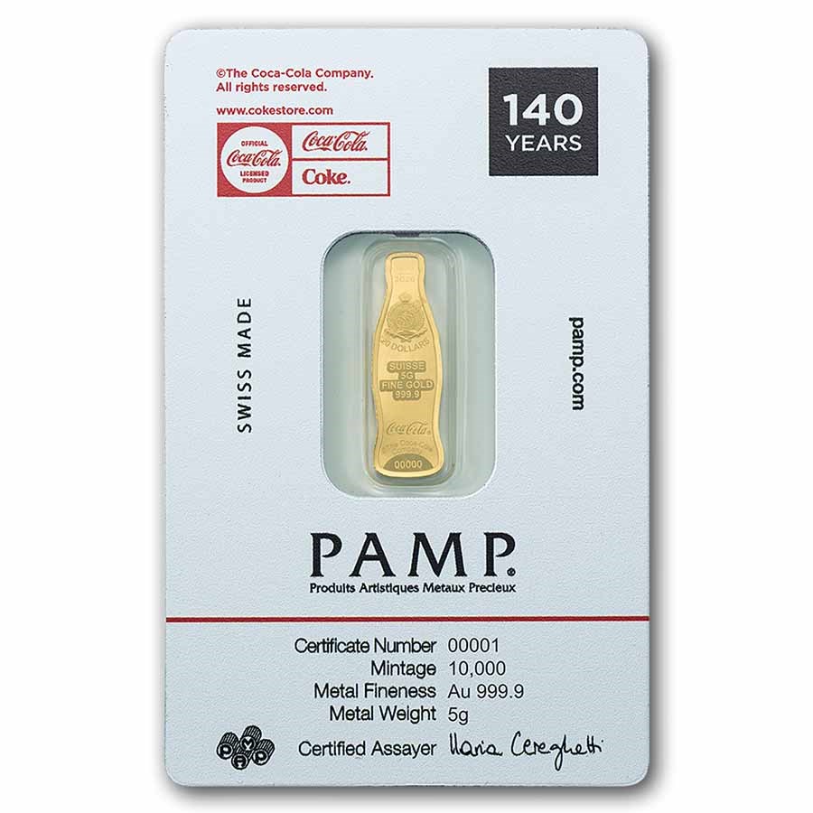 PAMP Suisse Coca Cola 140 Years Anniversary Gold 5 gram Coin