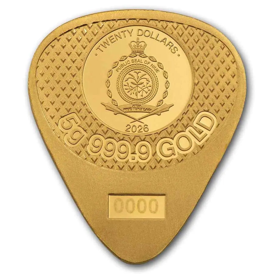 PAMP Suisse Fender Guitar Pick Telecaster 75th Anniversary Gold 5 gram Bar PAMP Suisse