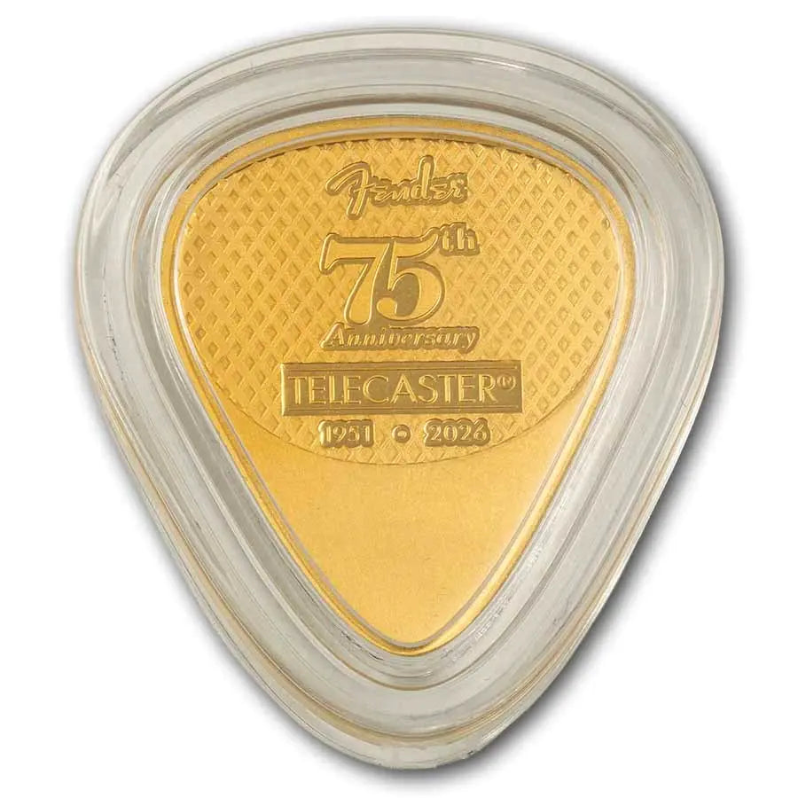 PAMP Suisse Fender Guitar Pick Telecaster 75th Anniversary Gold 5 gram Bar PAMP Suisse