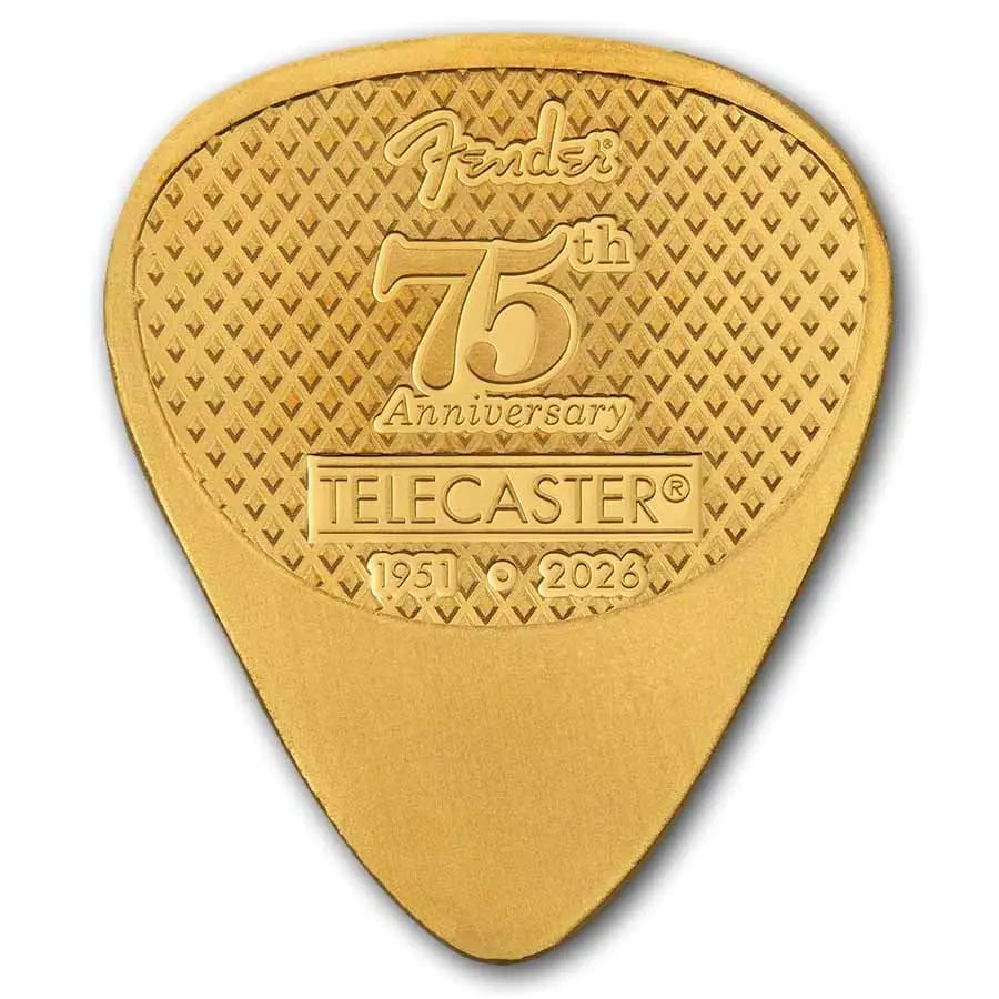 PAMP Suisse Fender Guitar Pick Telecaster 75th Anniversary Gold 5 gram Bar PAMP Suisse