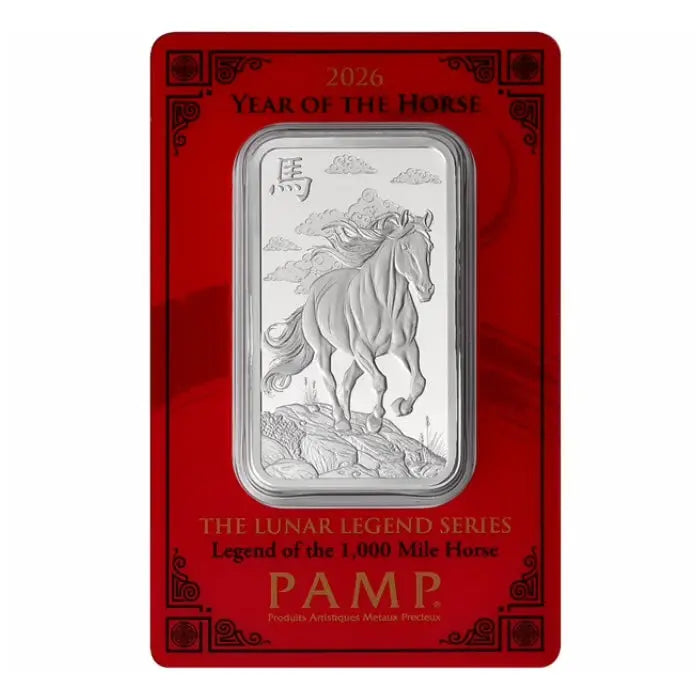 PAMP Suisse Lunar Legends 1,000 Mile Horse Silver 1 oz (ounce) Bar PAMP Suisse