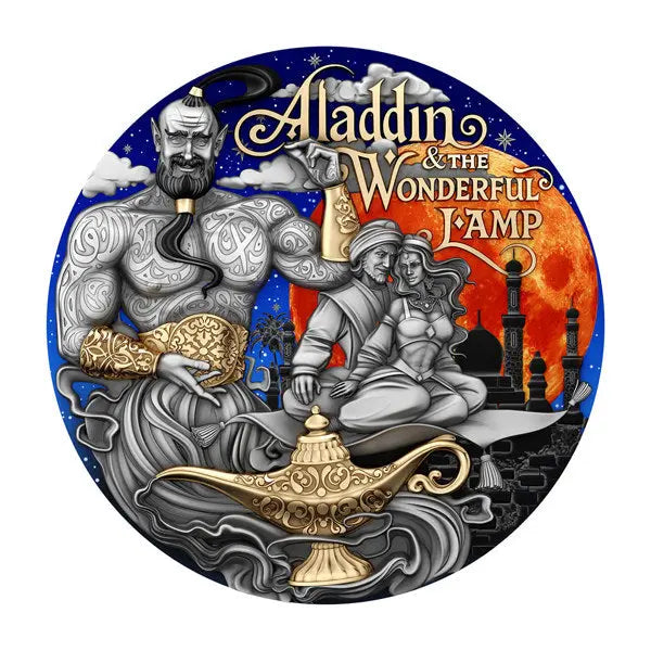 Aladdin The Wonderful Lamp Silver 2 oz (ounce) coin T&S Coin