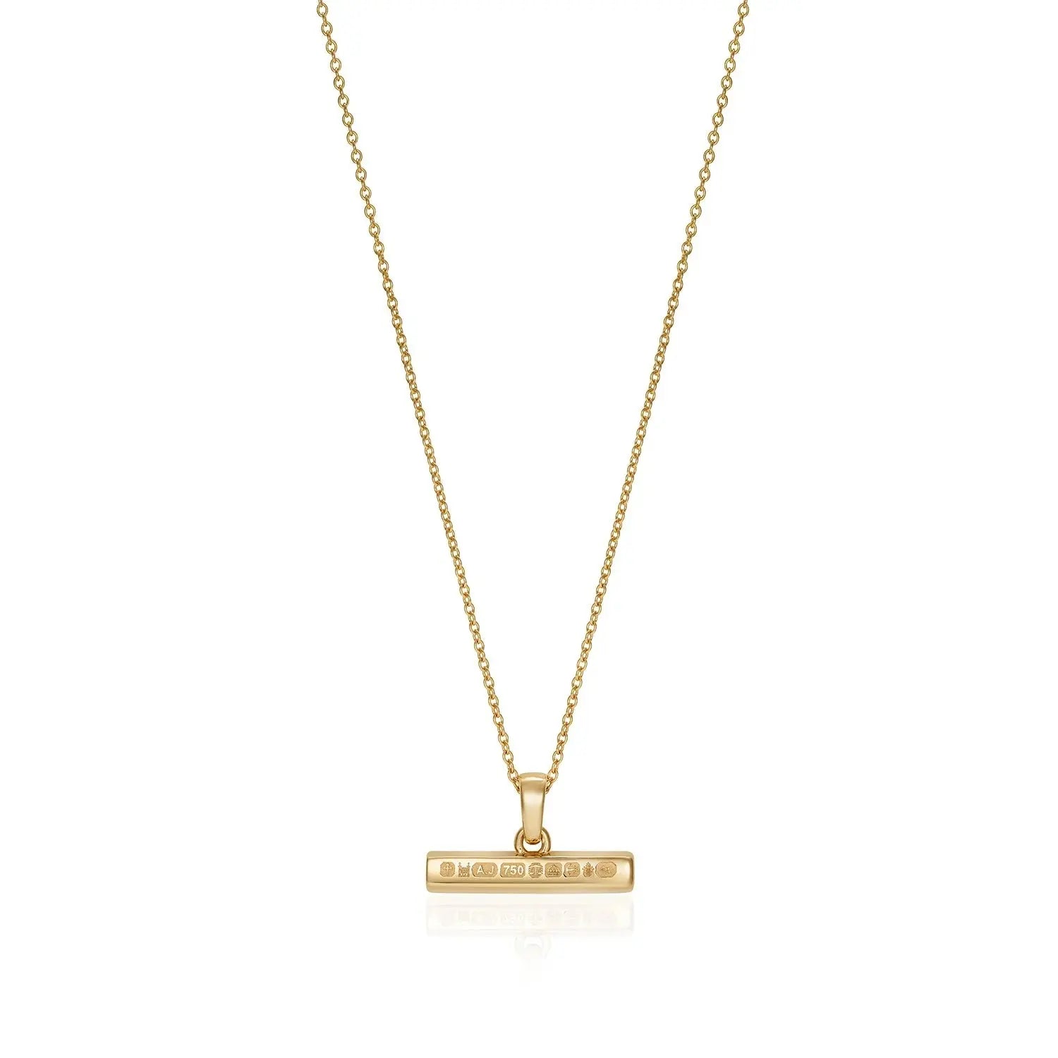 886 T-Bar Pendant With Chain in 18ct Yellow Gold 886 The Royal Mint