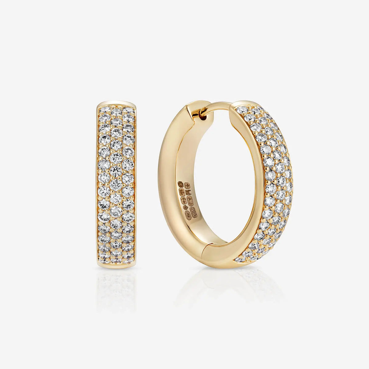 886 Pavé Hoops Earrings in 18ct Yellow Gold 886 The Royal Mint