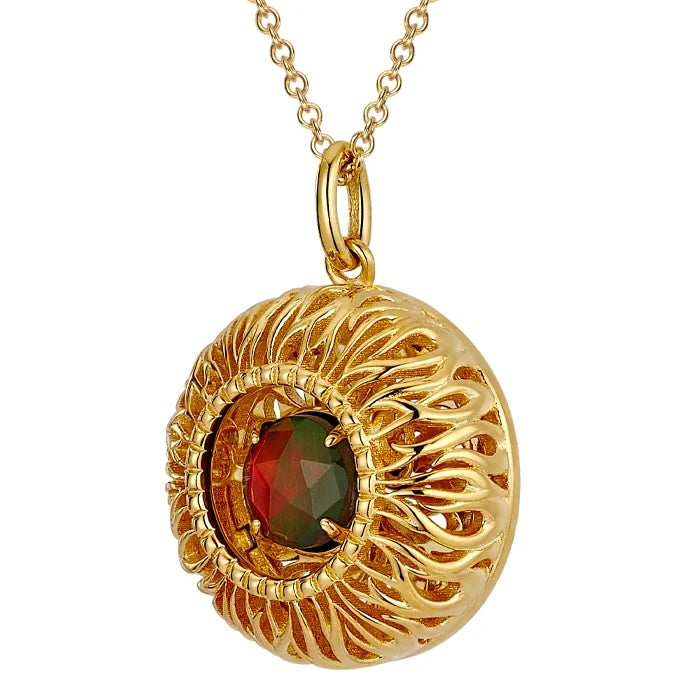 Canada Dancing Ammolite: Elements of Nature Fire Pendant Silver 3.5 gram Pendant Gold-Gilded