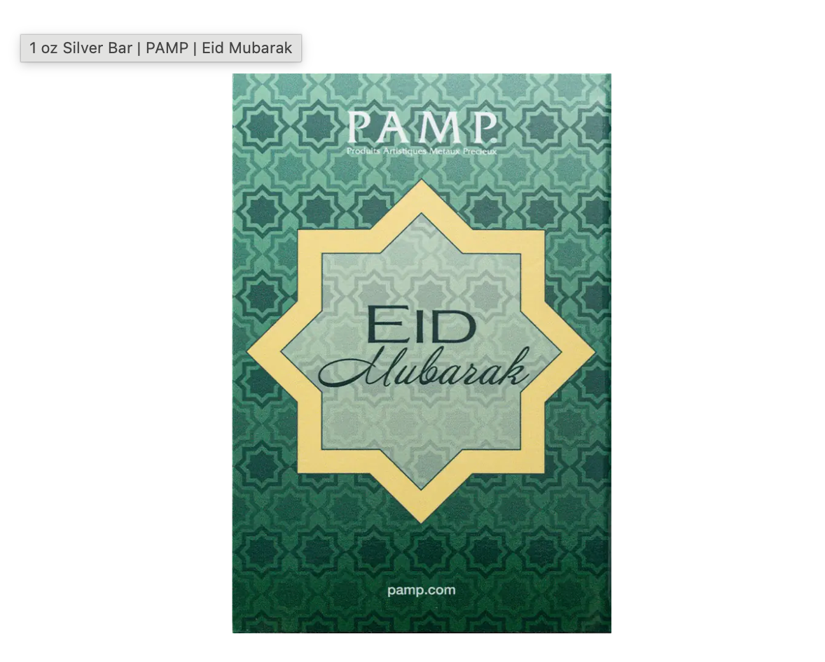PAMP Suisse Eid Mubarak Silver 1 oz (ounce) Bar