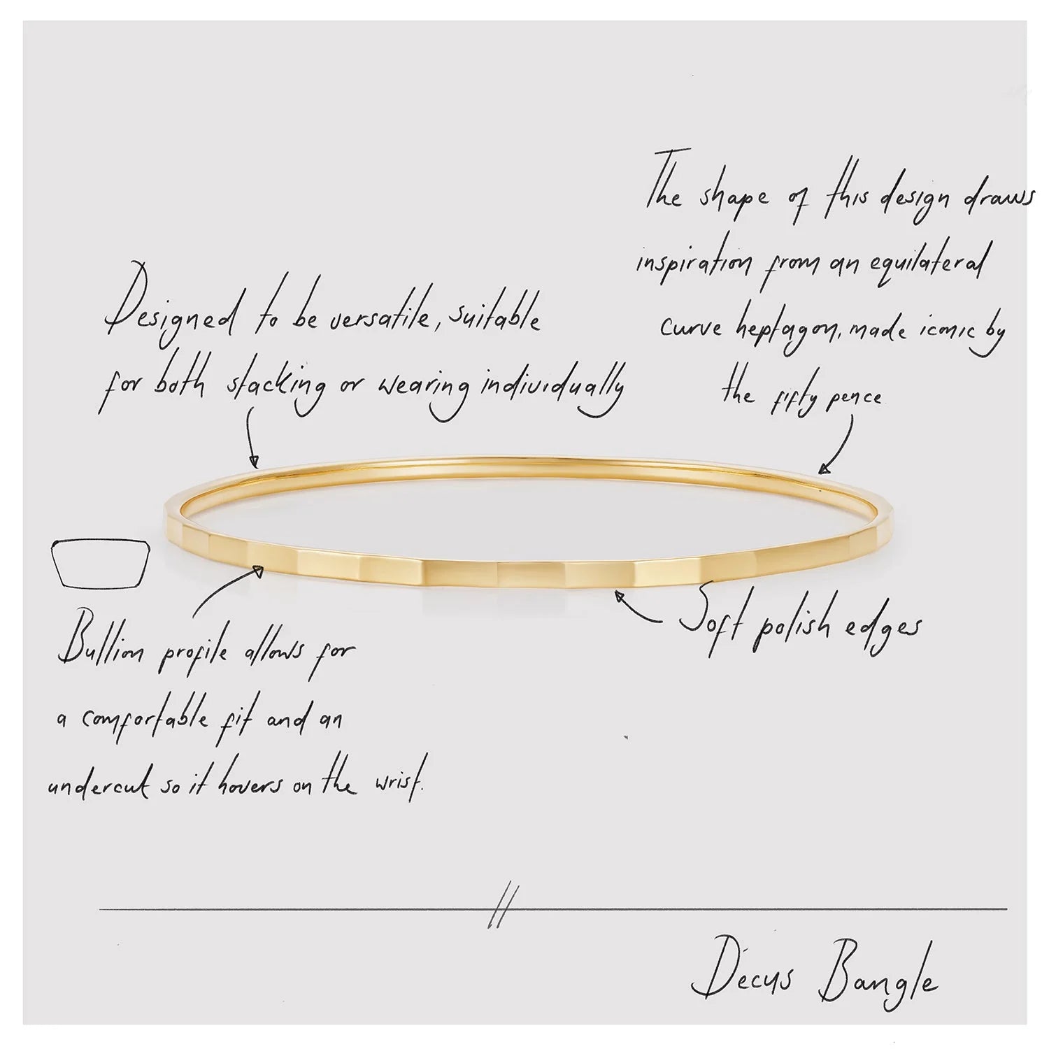 886 Decus Bangle Bracelet in 18ct Yellow Gold