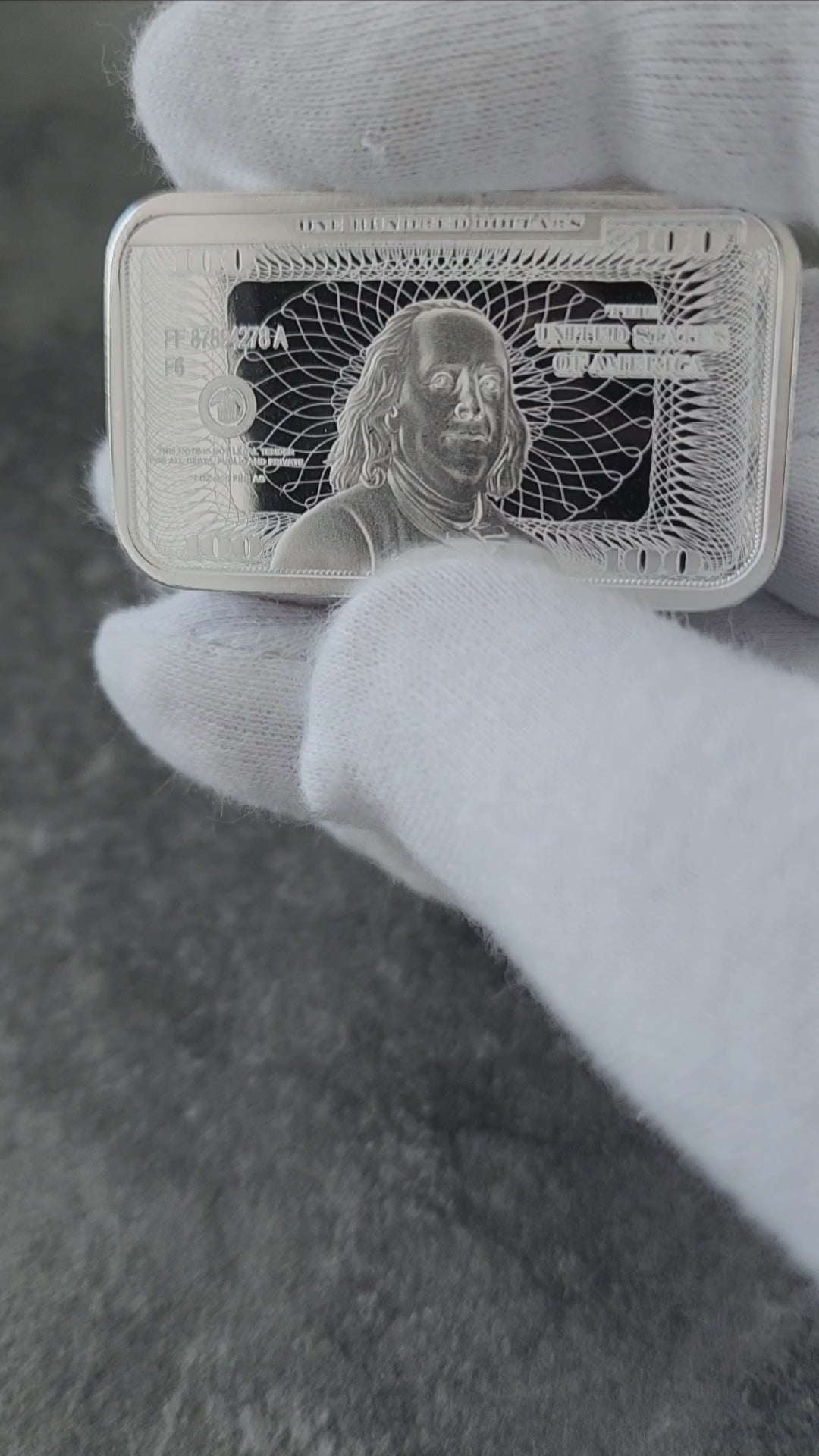 Benjamin Franklin $100 Replica Silver 1 oz (ounce) Bar