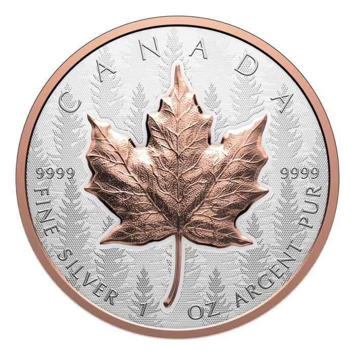 Canada Maple Leaf Rose Gold Plated Reverse Proof Silver 1 oz (ounce) coin