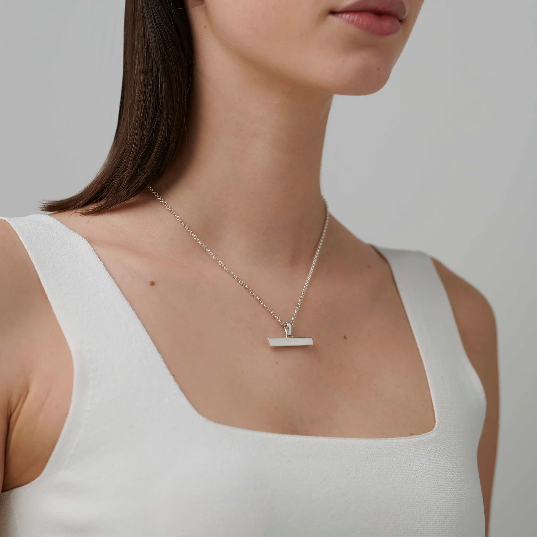 886 T-Bar Pendant with Chain in Sterling Silver