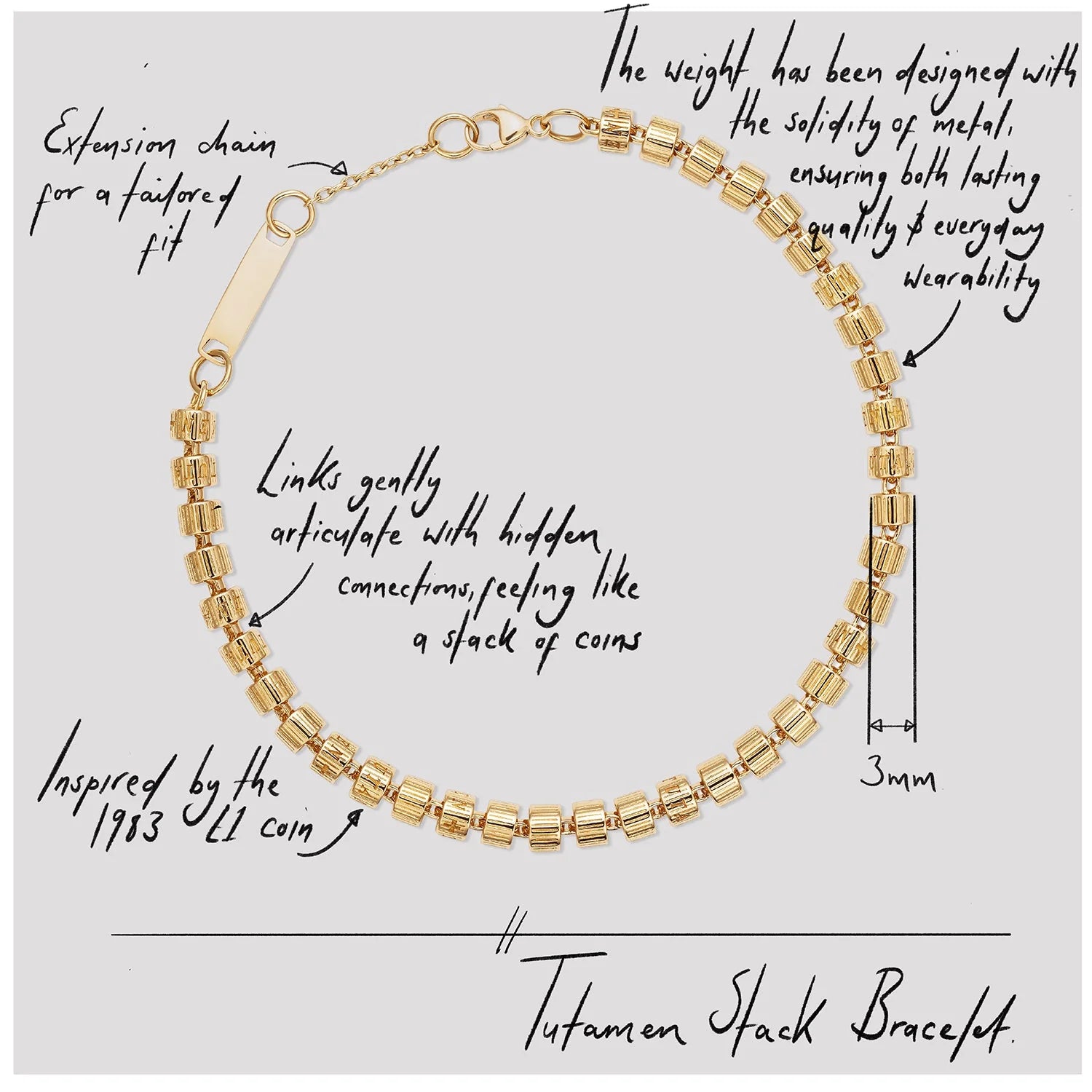 886 Tutamen Stack Bracelet in 18ct Yellow Gold