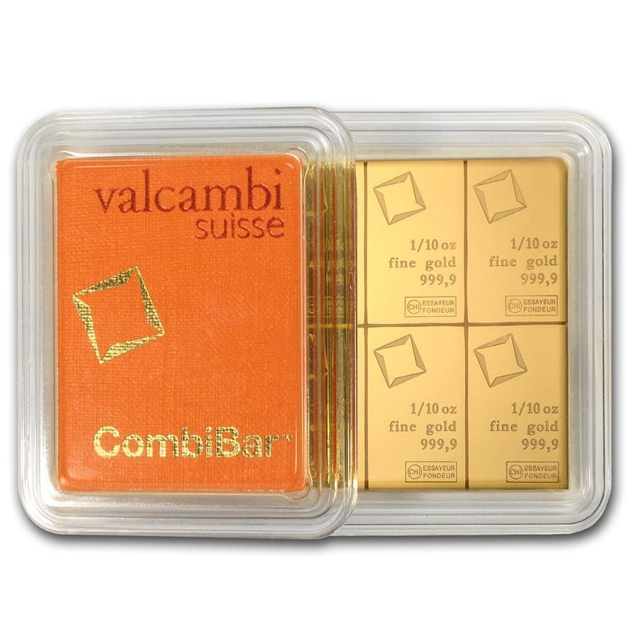 Valcambi Gold 10 x 1/10 oz (ounce) CombiBar