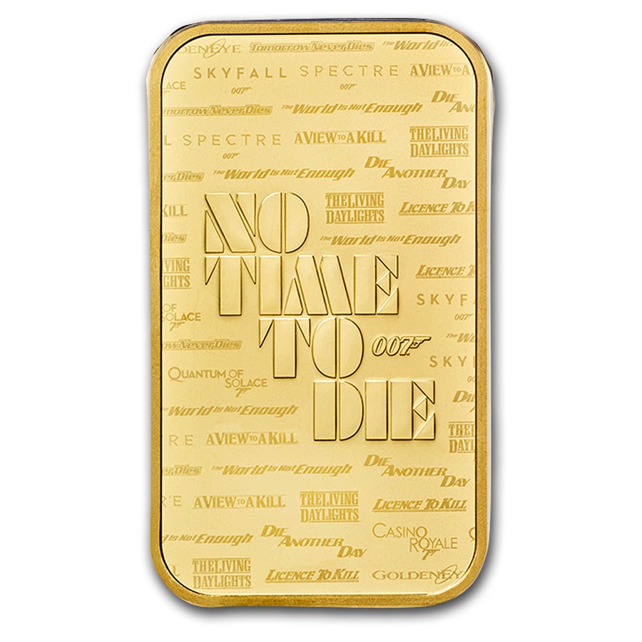 James Bond 007 Gold 1 oz (ounce) Bar "No Time To Die"