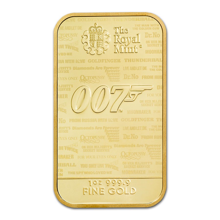 James Bond 007 Gold 1 oz (ounce) Bar "No Time To Die"