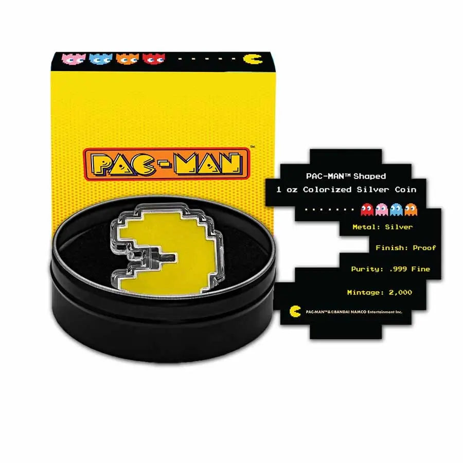 Pac Man Colorized Silver 1 oz (ounce) ABConcept Gold Store AE