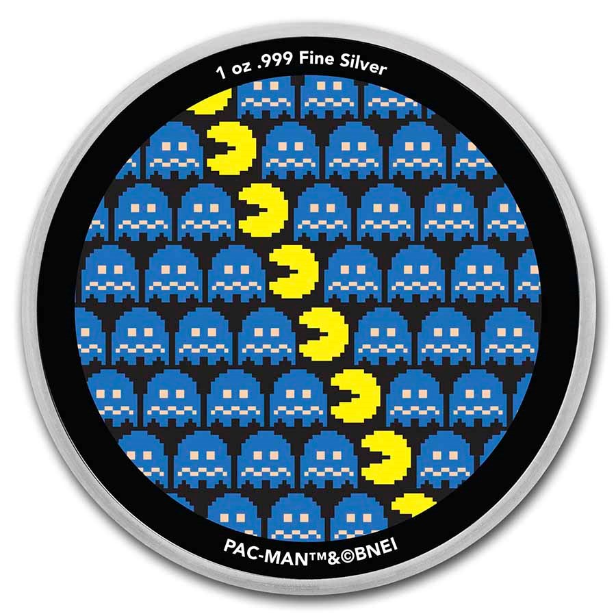 Pac Man Pixel Pattern Silver 1 oz (ounce)