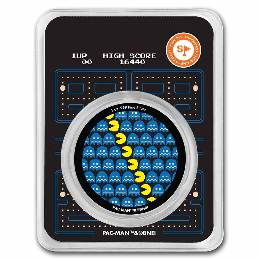 Pac Man Pixel Pattern Silver 1 oz (ounce)